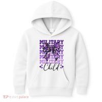 Military Child Coquette Bow Purple Up Camo Kids Hoodie thumb 0