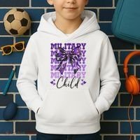 Military Child Coquette Bow Purple Up Camo Kids Hoodie thumb 2