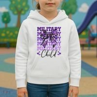 Military Child Coquette Bow Purple Up Camo Kids Hoodie thumb 3
