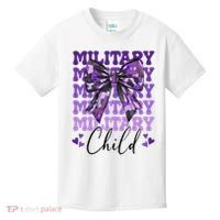 Military Child Coquette Bow Purple Up Camo Kids T-Shirt thumb 0