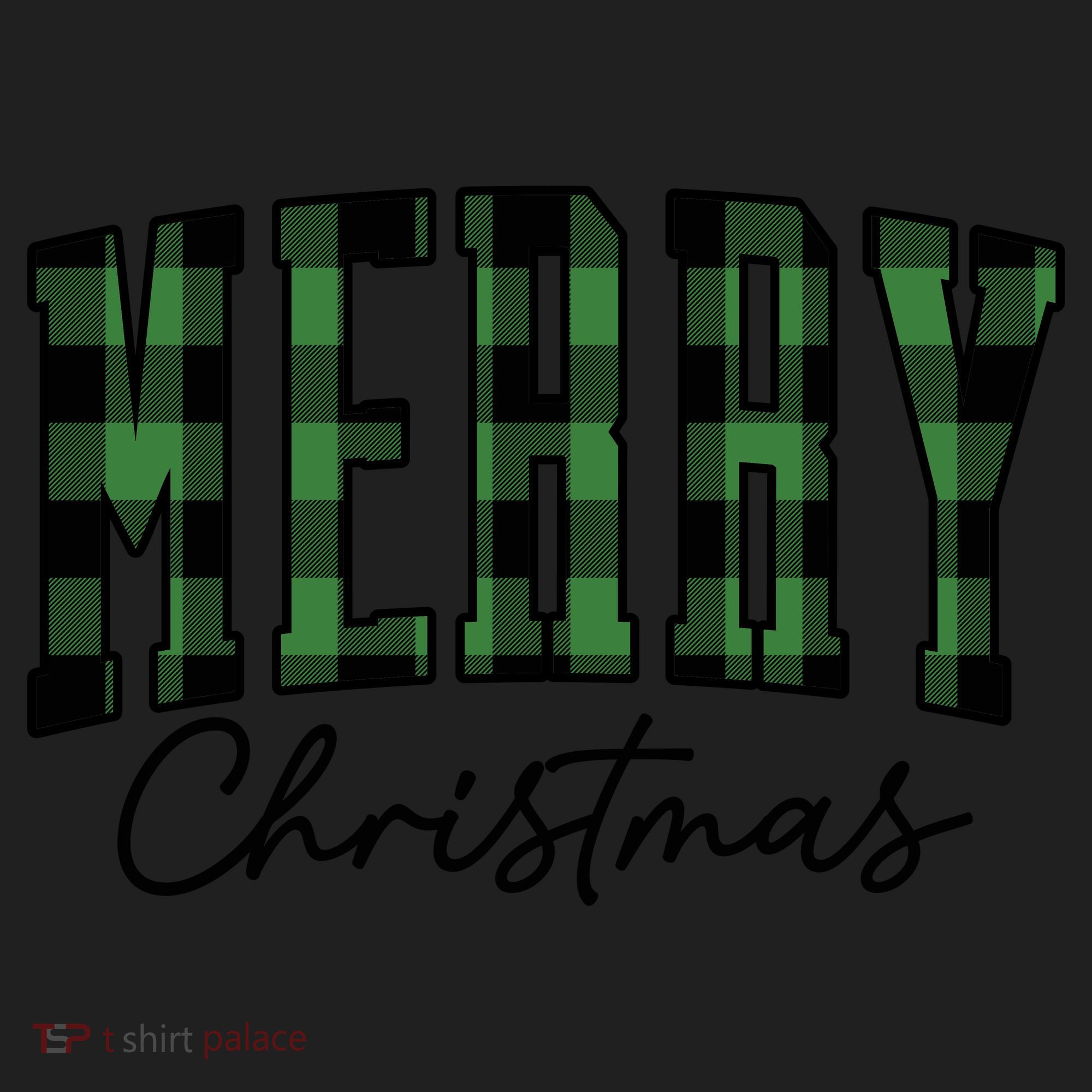 Merry Christmas Cool Green Plaid Women's Sweatshirt
