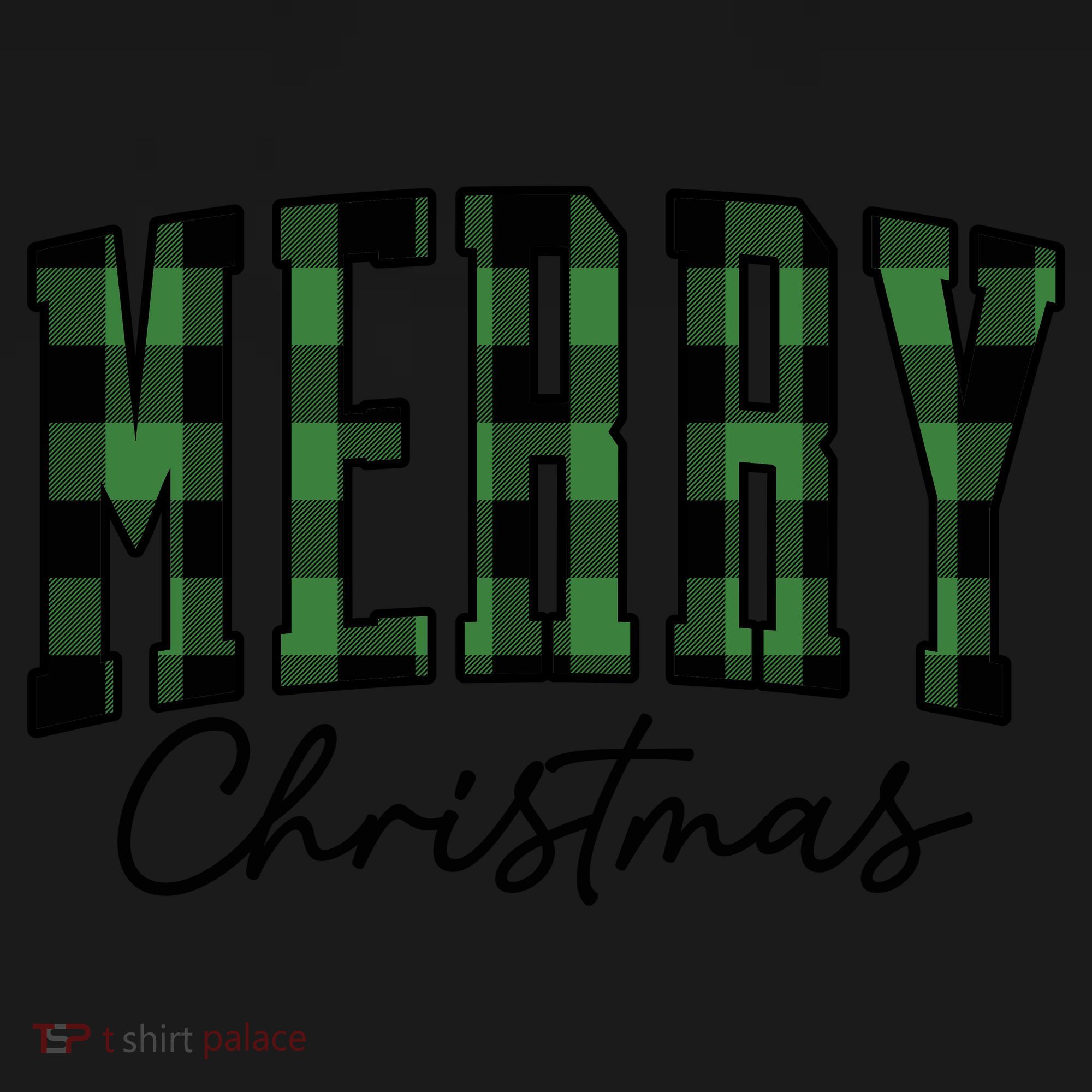 Merry Christmas Cool Green Plaid Flexfit Unipanel Trucker Cap