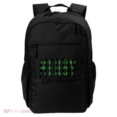 Merry Christmas Cool Green Plaid Backpack