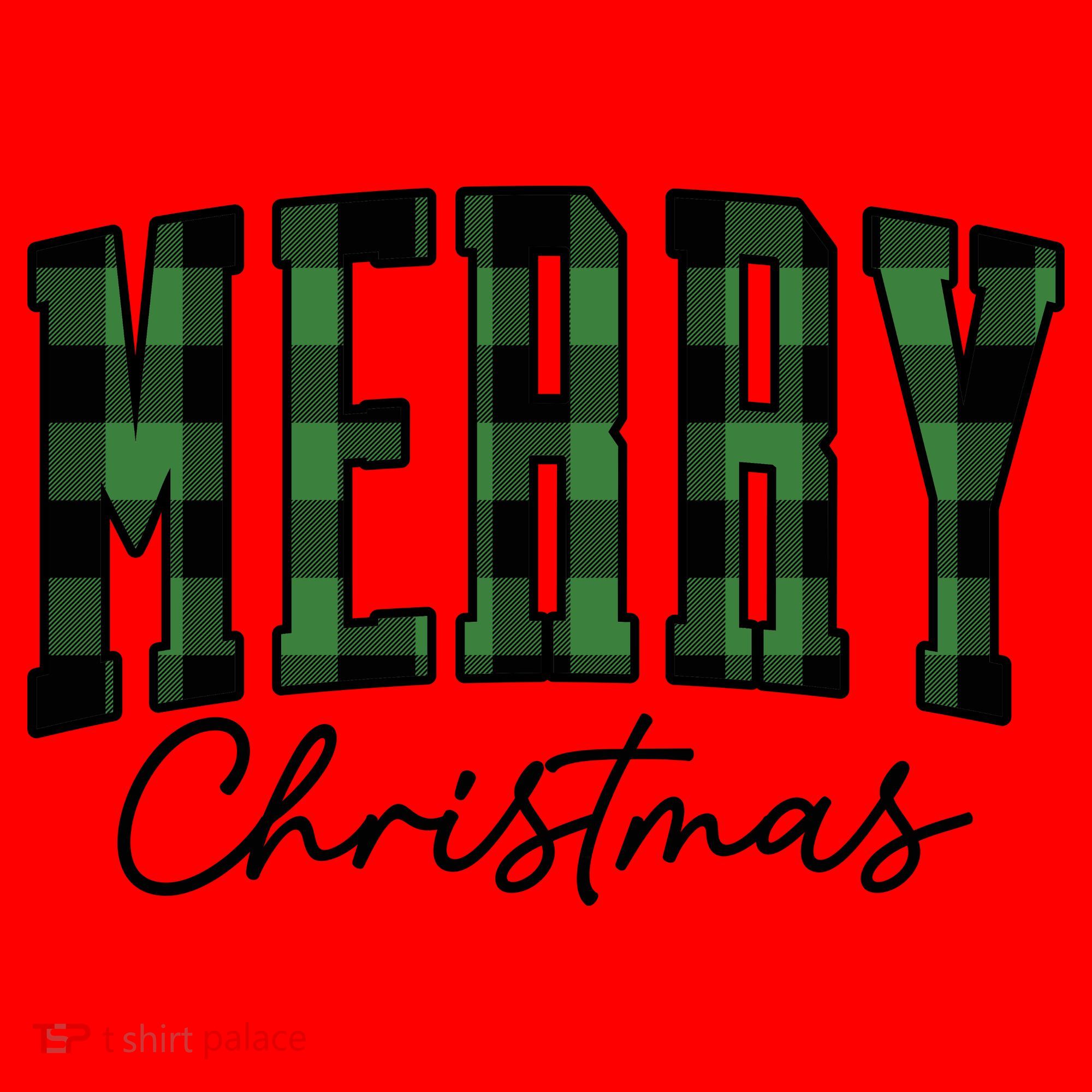 Merry Christmas Cool Green Plaid Santa Hat