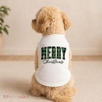 Merry Christmas Cool Green Plaid Doggie Tank thumb 2