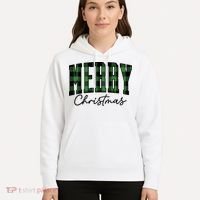 Merry Christmas Cool Green Plaid Hoodie thumb 5