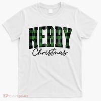 Merry Christmas Cool Green Plaid T-Shirt thumb 0