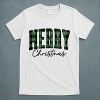 Merry Christmas Cool Green Plaid T-Shirt thumb 5