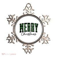 Merry Christmas Cool Green Plaid Ornament thumb 0