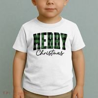 Merry Christmas Cool Green Plaid Toddler T-Shirt thumb 2