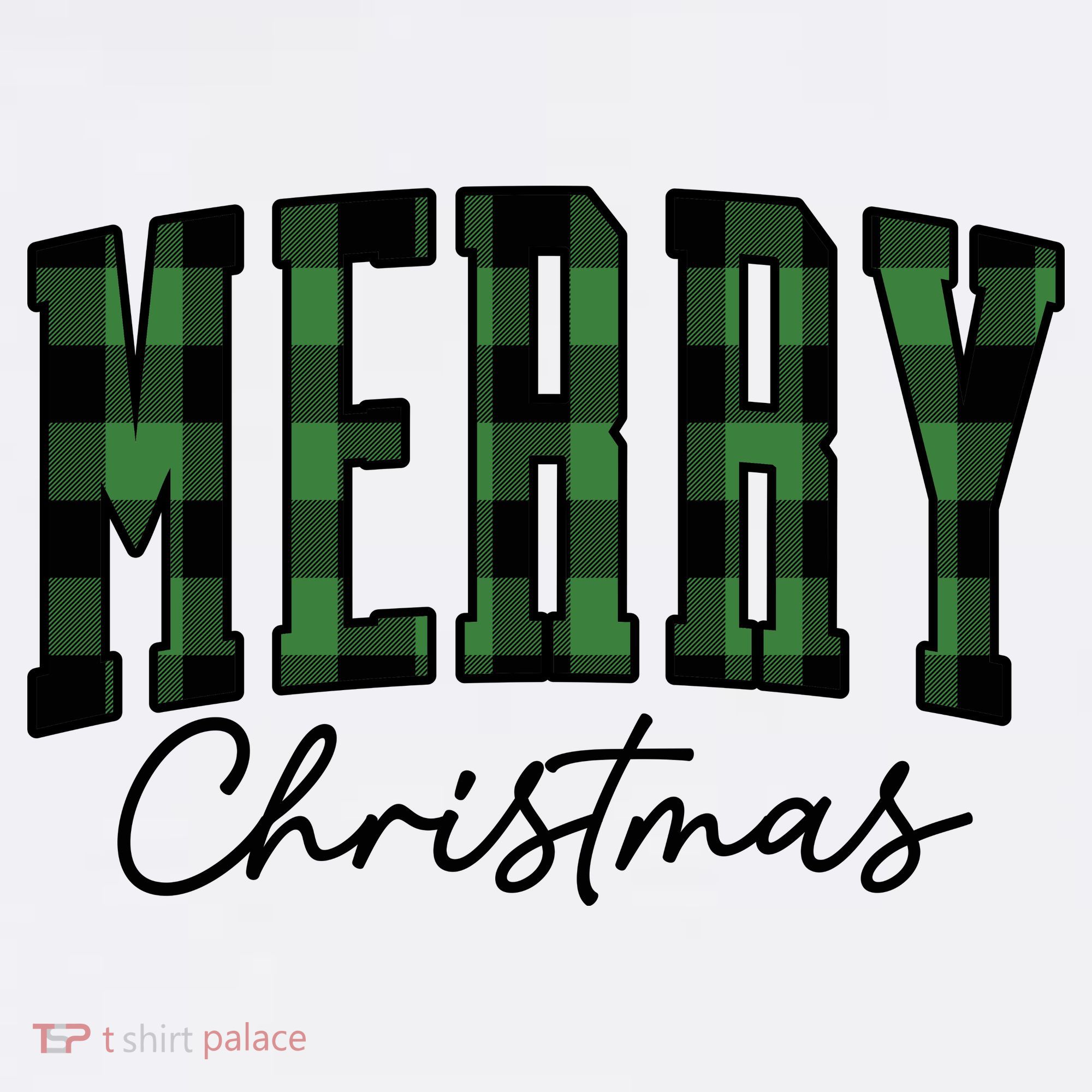 Merry Christmas Cool Green Plaid Toddler T-Shirt