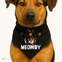 Meowdy Cat Cowboy Funny Cat Meme USA-Made Doggie Bandana thumb 1