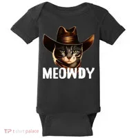Meowdy Cat Cowboy Funny Cat Meme Baby Bodysuit thumb 0