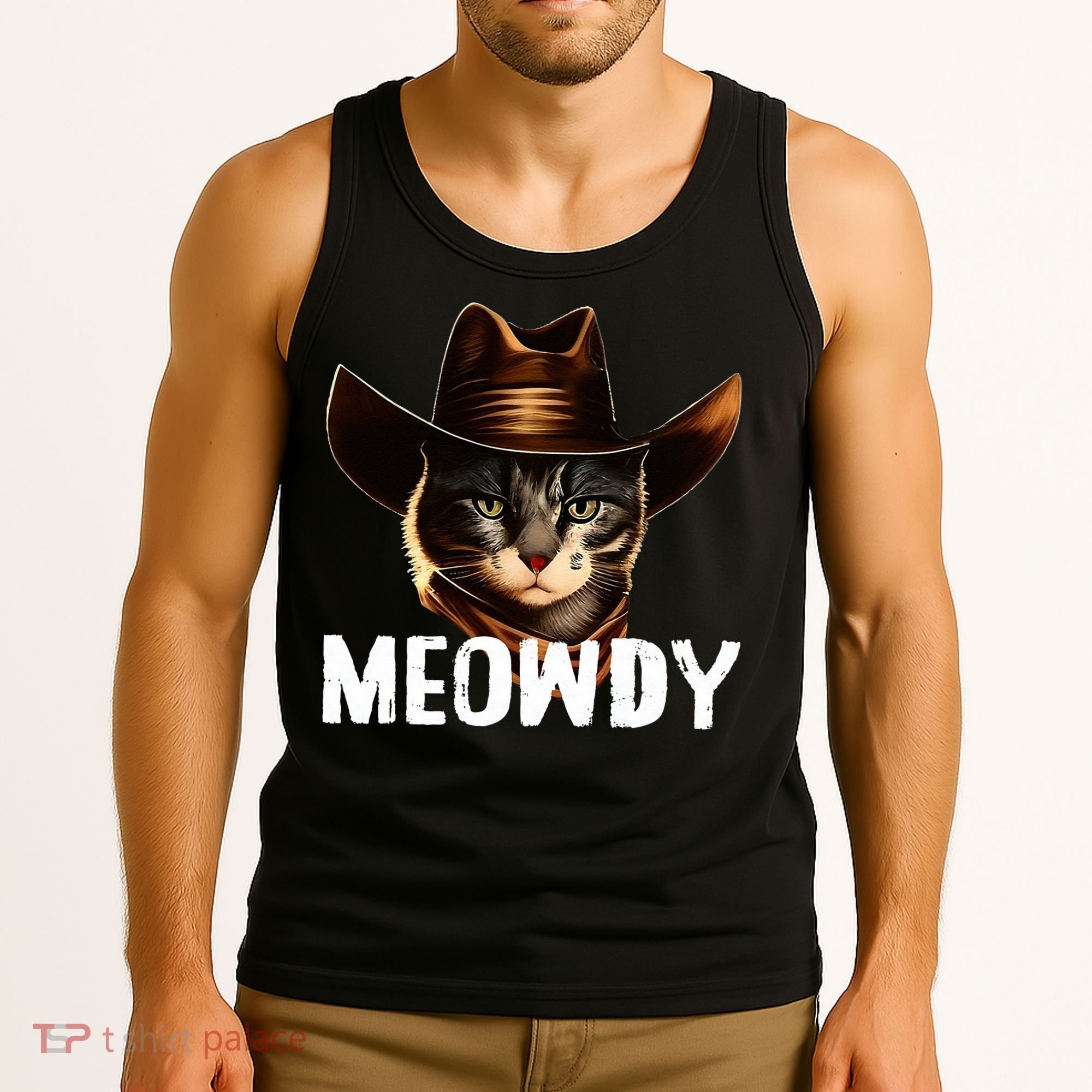 Meowdy Cat Cowboy Funny Cat Meme Tank Top