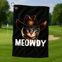 Meowdy Cat Cowboy Funny Cat Meme Golf Towel thumb 1