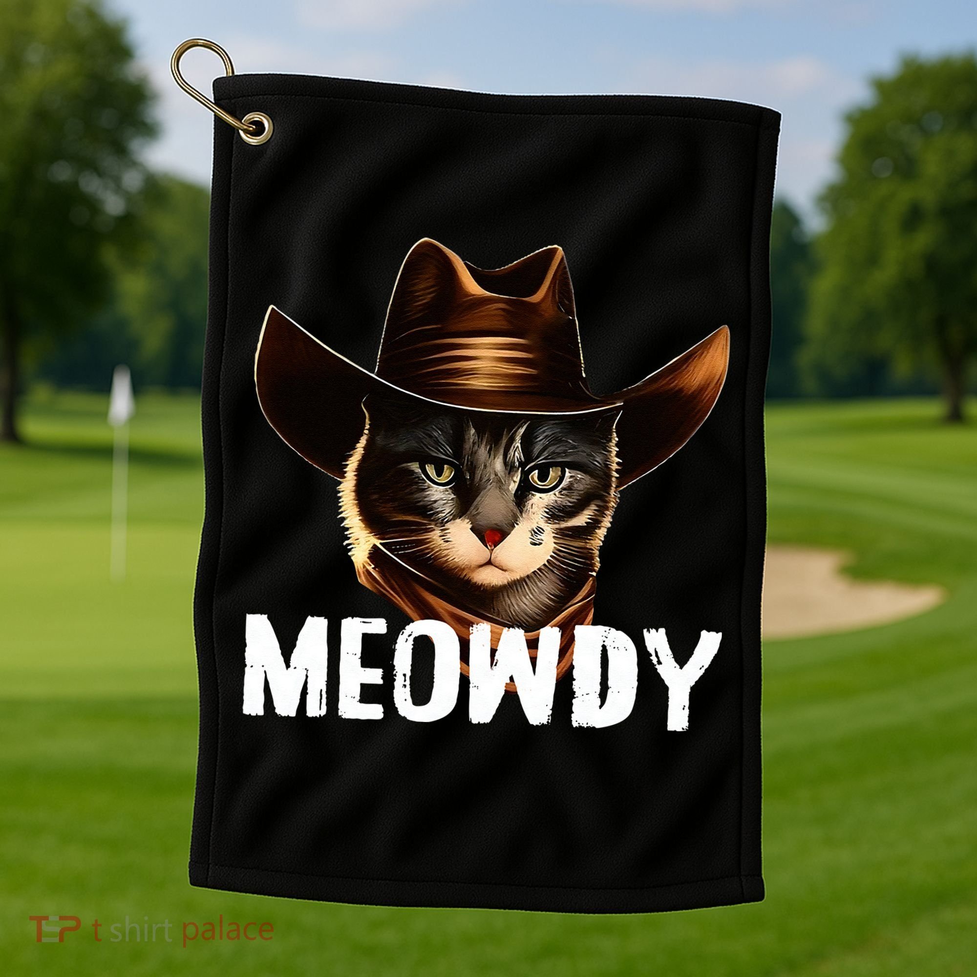 Meowdy Cat Cowboy Funny Cat Meme Golf Towel