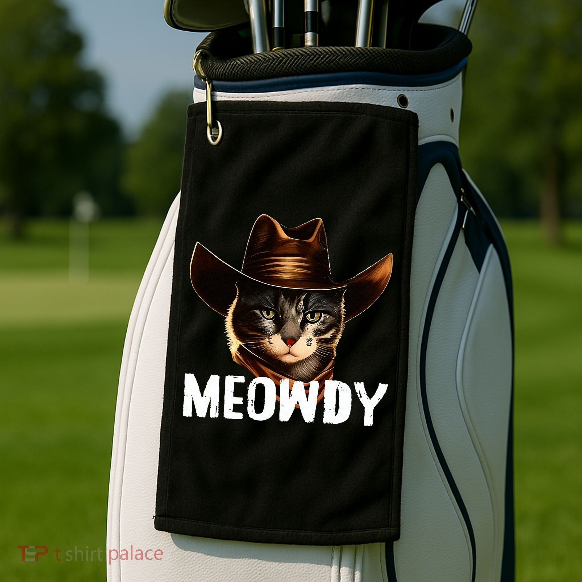 Meowdy Cat Cowboy Funny Cat Meme Golf Towel