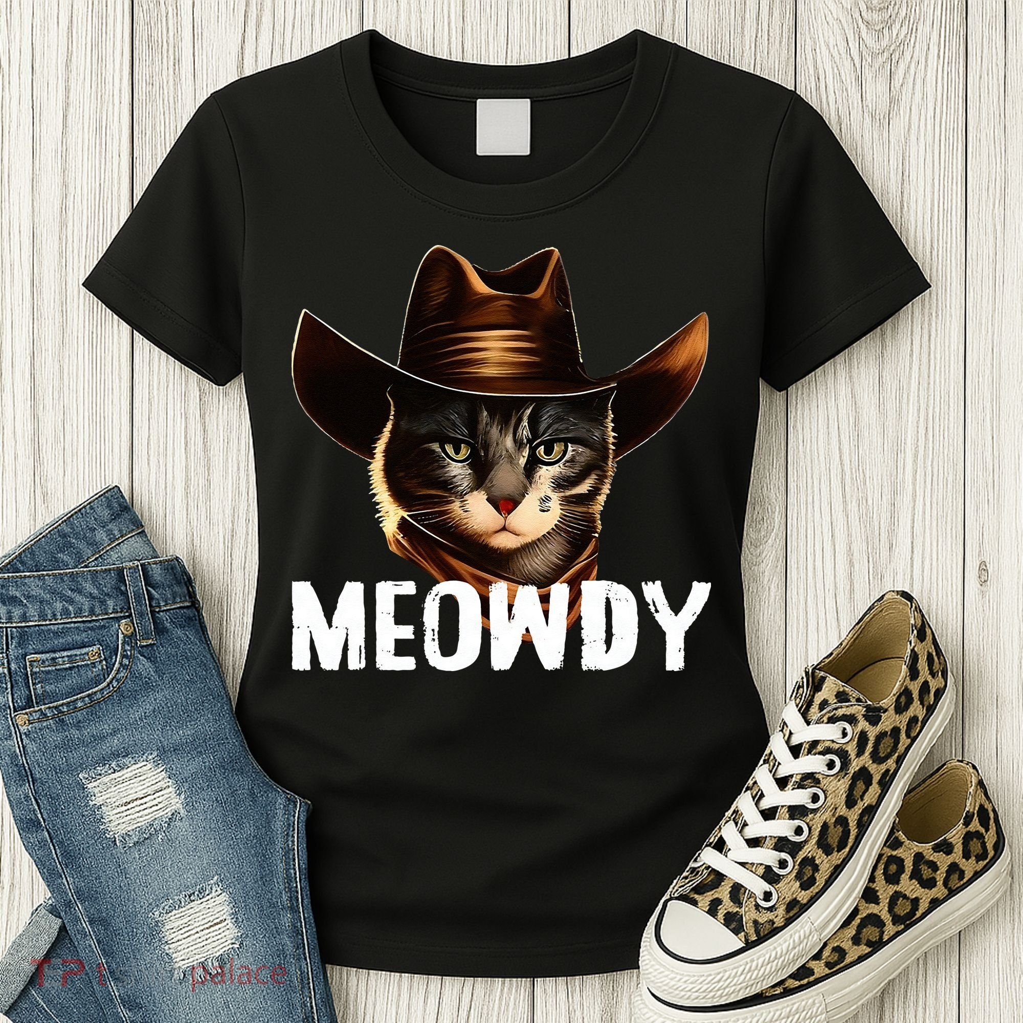 Meowdy Cat Cowboy Funny Cat Meme Women's T-Shirt