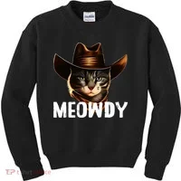 Meowdy Cat Cowboy Funny Cat Meme Kids Sweatshirt thumb 0