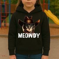 Meowdy Cat Cowboy Funny Cat Meme Kids Hoodie thumb 3