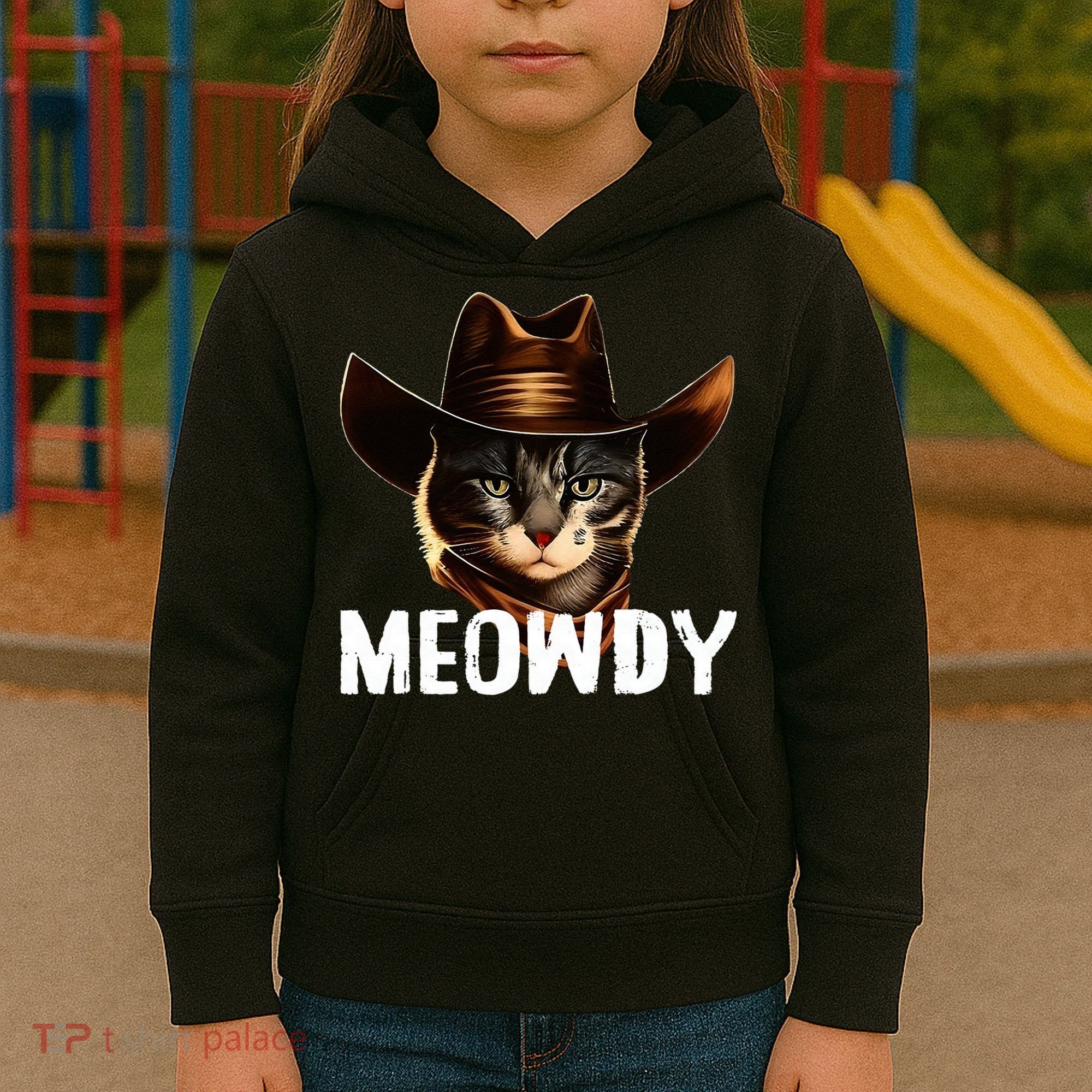 Meowdy Cat Cowboy Funny Cat Meme Kids Hoodie