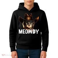 Meowdy Cat Cowboy Funny Cat Meme Kids Hoodie thumb 4
