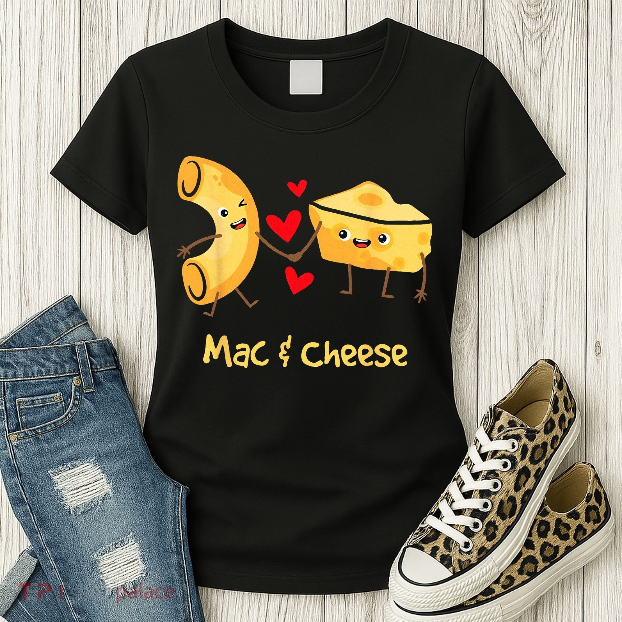 Mac & Cheese Couple Macaroni And Cheese Lover Foodie Women's T-Shirt