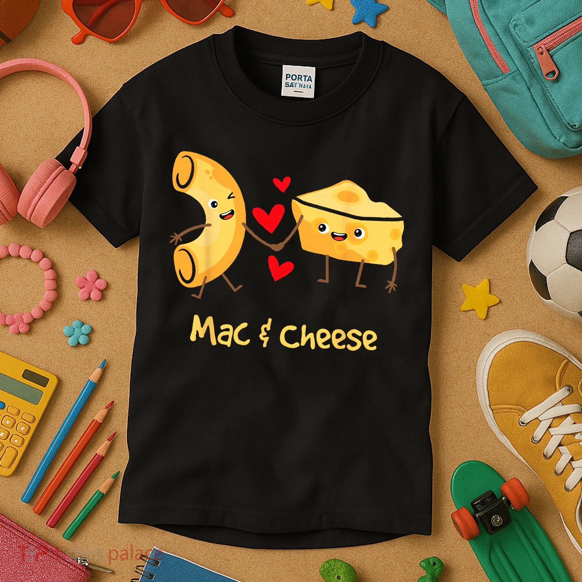 Mac & Cheese Couple Macaroni And Cheese Lover Foodie Kids T-Shirt