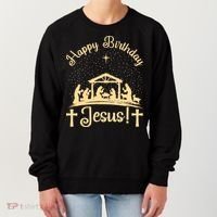 Merry Christmas Christian Happy Birthday Jesus Christ Xmas Women's Sweatshirt thumb 0