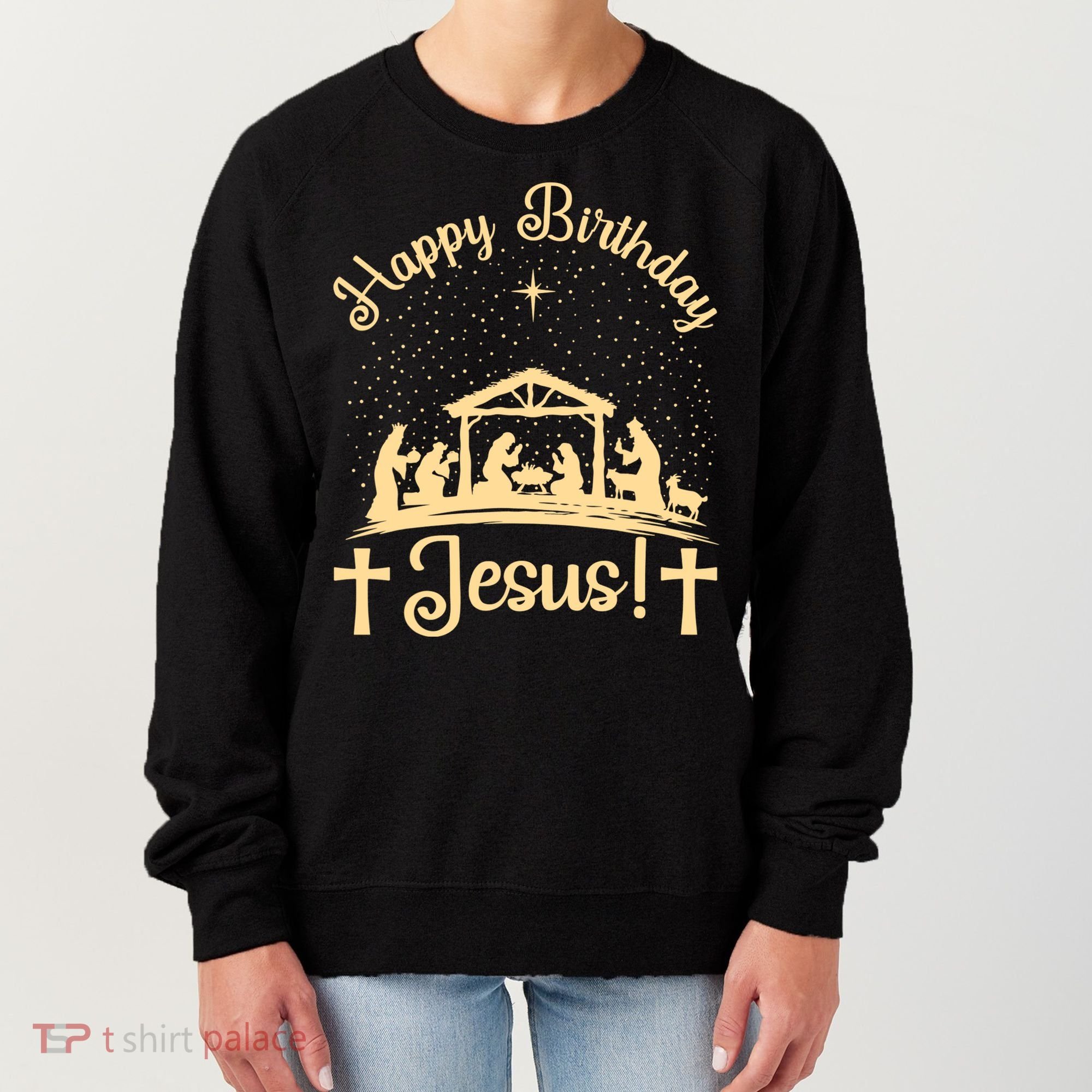 Merry Christmas Christian Happy Birthday Jesus Christ Xmas Women's Sweatshirt