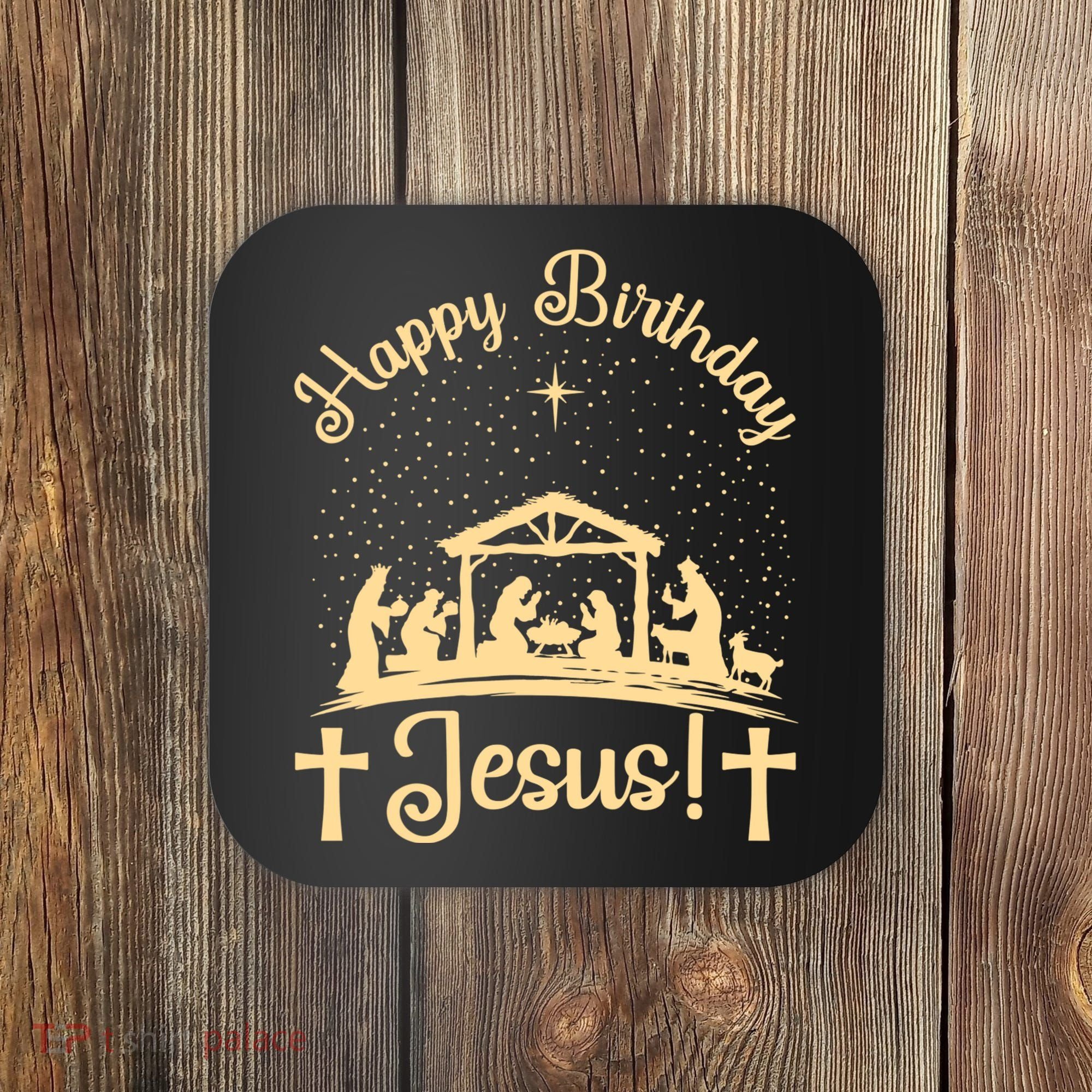 Merry Christmas Christian Happy Birthday Jesus Christ Xmas Coaster