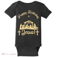 Merry Christmas Christian Happy Birthday Jesus Christ Xmas Baby Bodysuit thumb 0