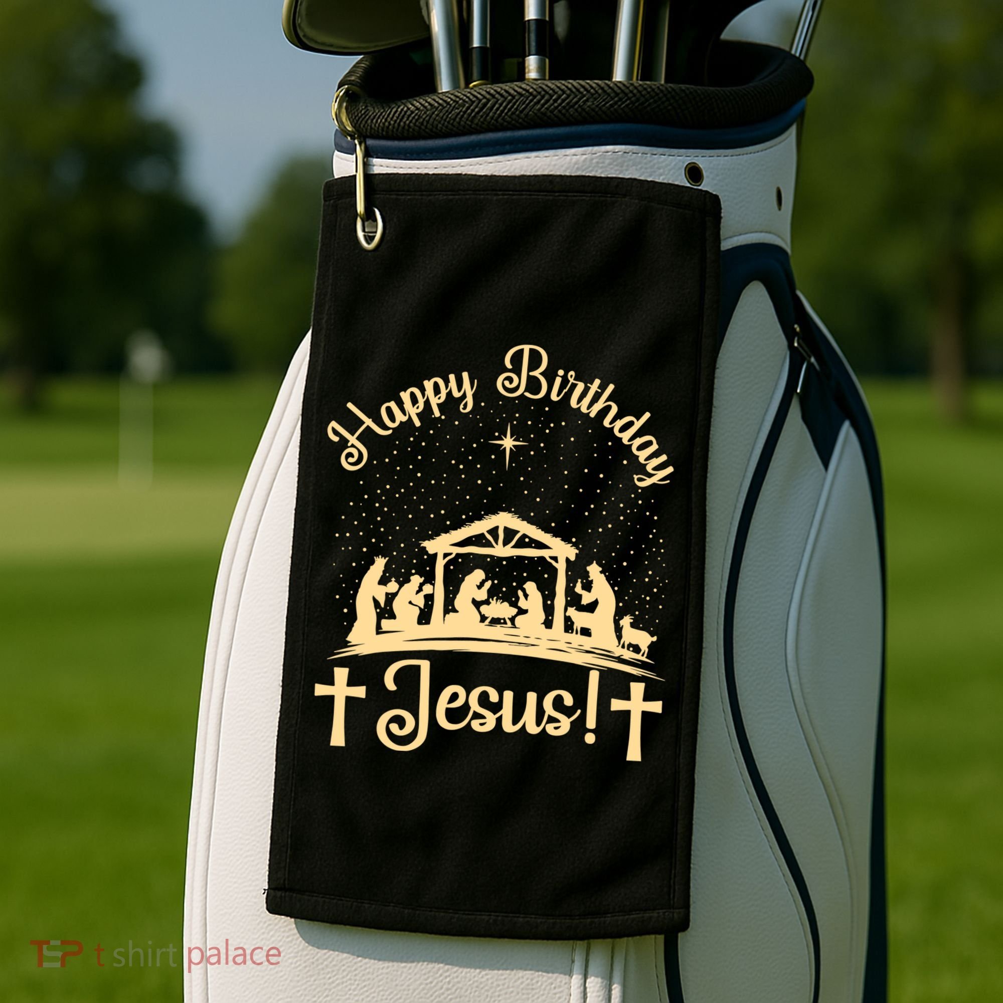 Merry Christmas Christian Happy Birthday Jesus Christ Xmas Golf Towel