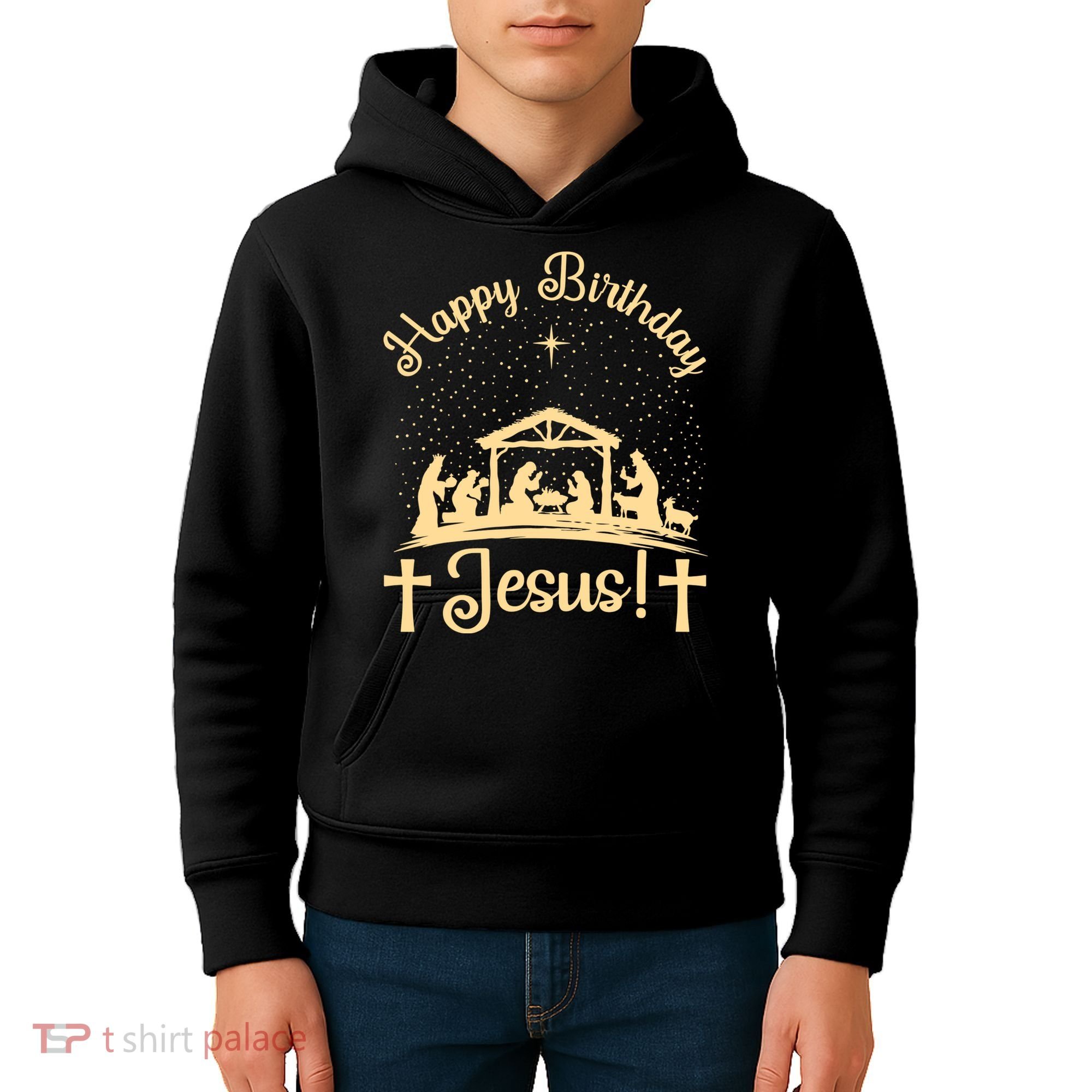 Merry Christmas Christian Happy Birthday Jesus Christ Xmas Kids Hoodie