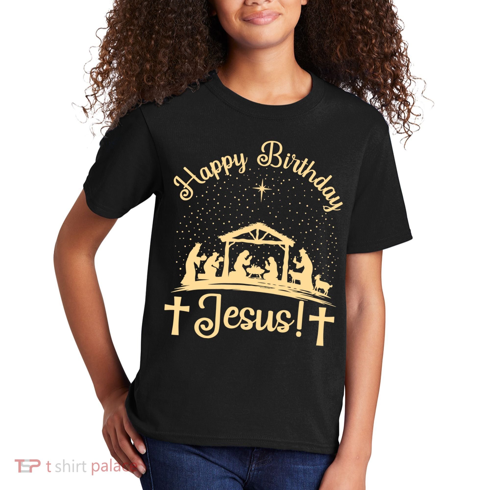 Merry Christmas Christian Happy Birthday Jesus Christ Xmas Kids T-Shirt