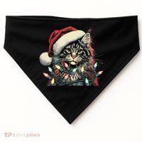 Maine Coon Cat Chew Christmas Light Xmas Holiday Funny Cute USA-Made Doggie Bandana thumb 0