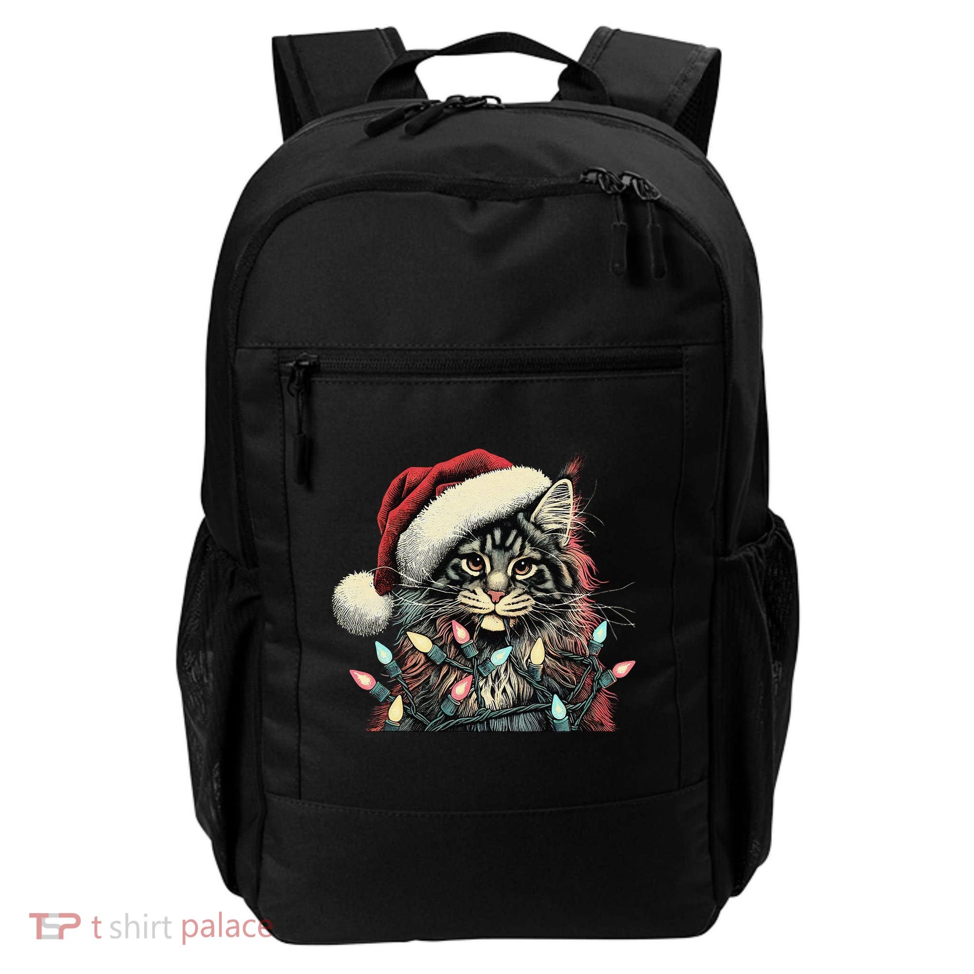Maine Coon Cat Chew Christmas Light Xmas Holiday Funny Cute Backpack