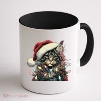 Maine Coon Cat Chew Christmas Light Xmas Holiday Funny Cute Coffee Mug thumb 1
