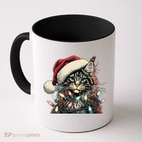 Maine Coon Cat Chew Christmas Light Xmas Holiday Funny Cute Coffee Mug thumb 0