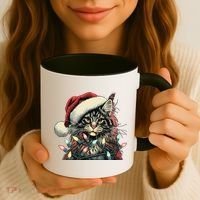 Maine Coon Cat Chew Christmas Light Xmas Holiday Funny Cute Coffee Mug thumb 3