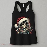 Maine Coon Cat Chew Christmas Light Xmas Holiday Funny Cute Women's Tank Top thumb 3