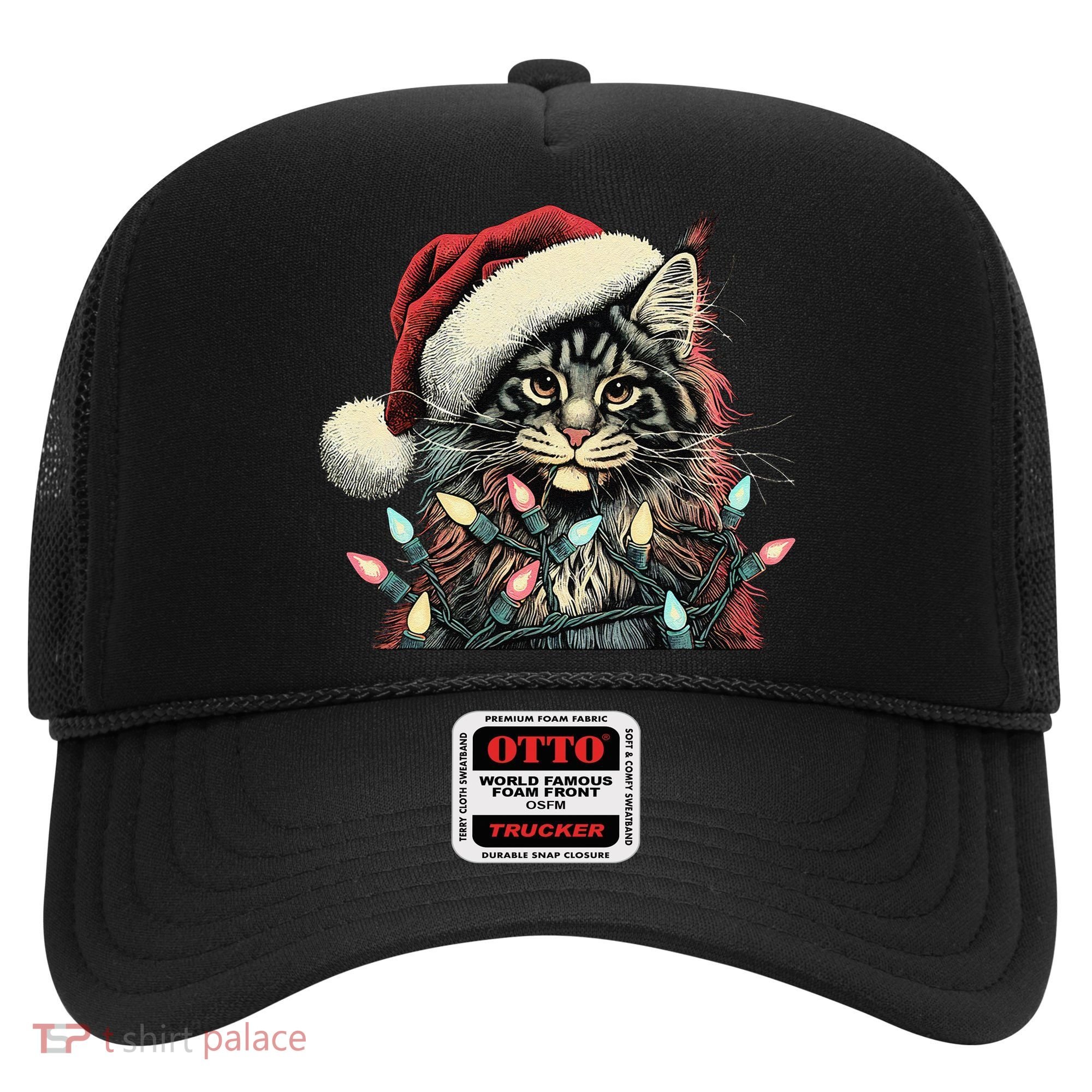 Maine Coon Cat Chew Christmas Light Xmas Holiday Funny Cute Hat
