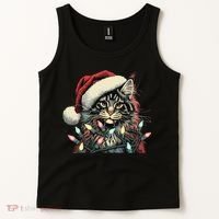 Maine Coon Cat Chew Christmas Light Xmas Holiday Funny Cute Tank Top thumb 2