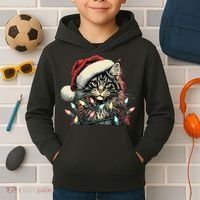 Maine Coon Cat Chew Christmas Light Xmas Holiday Funny Cute Kids Hoodie thumb 2