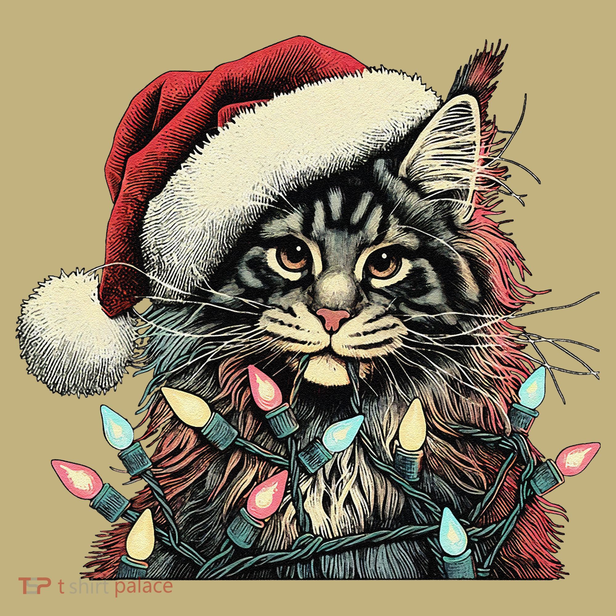Maine Coon Cat Chew Christmas Light Xmas Holiday Funny Cute Hoodie