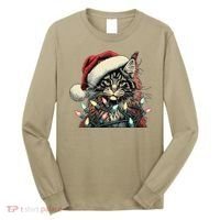 Maine Coon Cat Chew Christmas Light Xmas Holiday Funny Cute Long Sleeve Shirt thumb 0