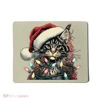 Maine Coon Cat Chew Christmas Light Xmas Holiday Funny Cute Mousepad thumb 0