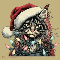 Maine Coon Cat Chew Christmas Light Xmas Holiday Funny Cute Kids T-Shirt thumb 2