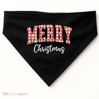 Merry Christmas Classic Checkered USA-Made Doggie Bandana thumb 0