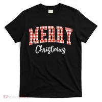Merry Christmas Classic Checkered T-Shirt thumb 0